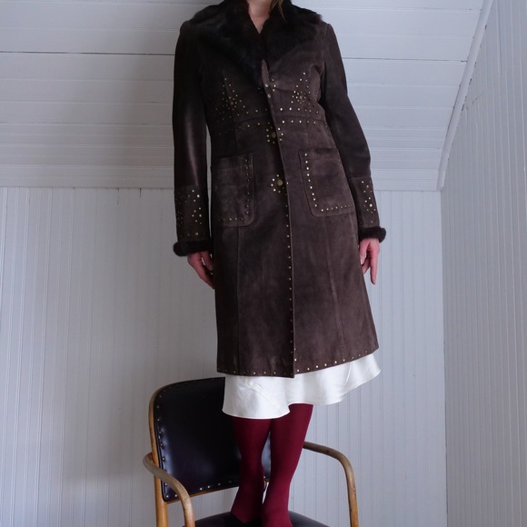 SOLD ✨ please do not purchase ✨Y2K Willi Smith boho brown suede leather coat - Picture 4 of 12